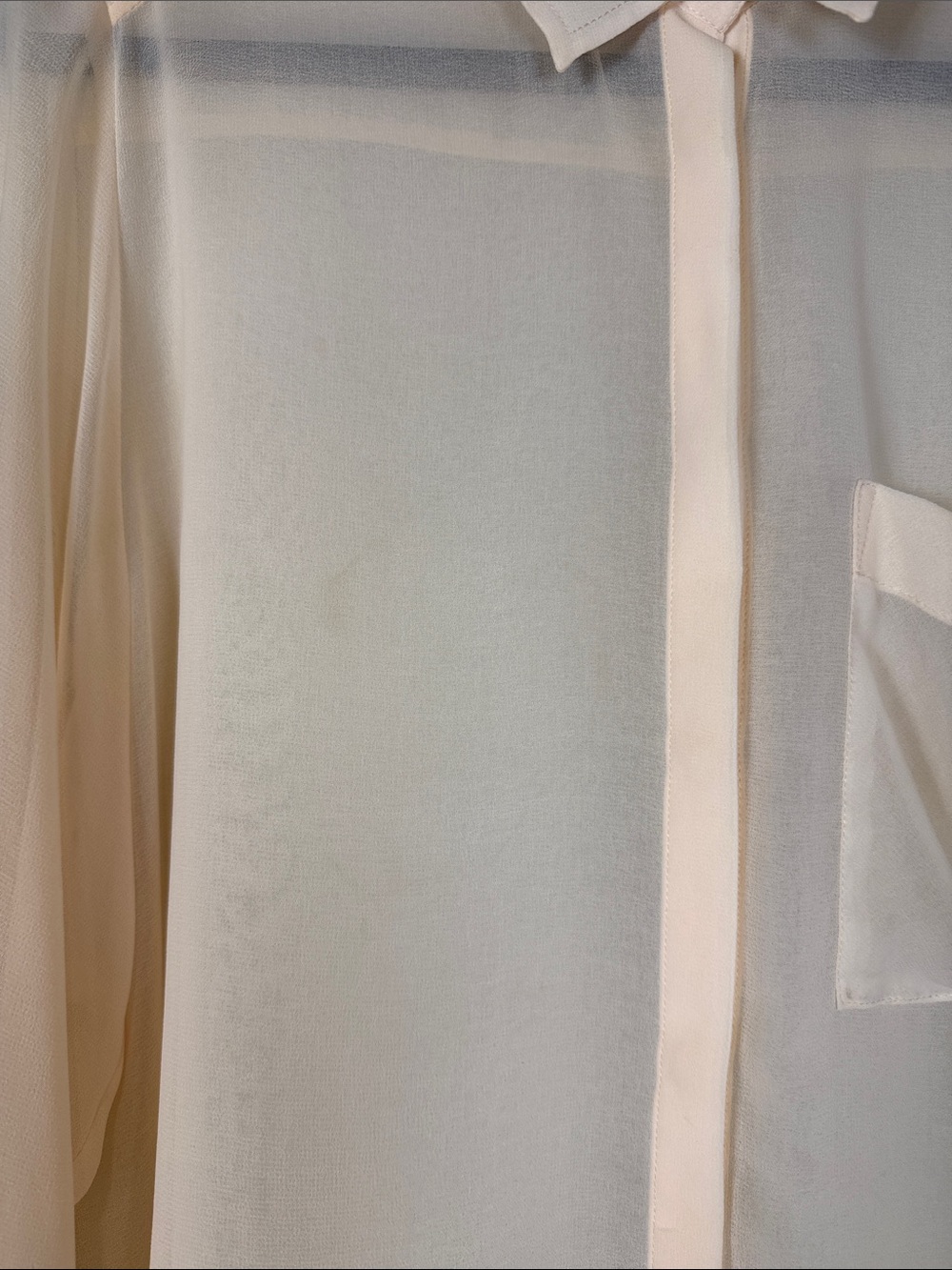 H&M Sheer Cropped Button Down Shirt Peach Size 10 EUC NKD - Picture 3 of 8